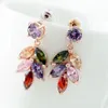 Belles boucles d'oreilles pendantes de luxe scintillantes colorées zircone 18k or rose rempli femmes boucles d'oreilles cadeau