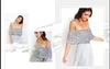 Sequins Tulle Bridesmaid Dresses 2018 Långärmade Hög Neck Off The Shoulder Blush Grey Short Long Maid of Honor Dress 3 stilar