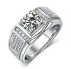 Choucong Solitaireジュエリー男性ホワイトダイヤモンド10ktホワイトゴールド充填婚約結婚指輪SZ 7-13ギフト