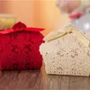 Lazer Kesim Hollow Dantel Çiçek Beyaz Altın Kırmızı Şeker Kutusu Düğün Parti Tatlılar Şeker Hediye Favor Kutuları Şekeri