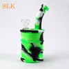 Silicone oil drum bongs with 14.4 joint glass set 10 colors for choose big bong 500ml glass water pipe for dab straw