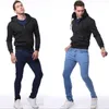 Herren Jeans Mode Schlanke Einfarbig Gewaschene Jeans Herren Streetwear Zipper Lange Bleistift Hosen Männliche Lange Hosen Jeans