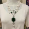 Noué à la main 5-6m 8-9mm blanc naturel perle d'eau douce luxe multicouche chandail chaîne collier bijoux de mode