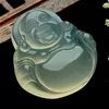 Pendentif de calcédoine de glace naturelle pure Modèles féminins jade sourire Bouddha Peace Buddha pendentif pendentif certificat