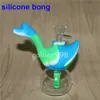 Tubos De Água De Silicone portátil para Fumar Erva Seca Inquebrável Água Percolator Bong Óleo De Fumar com bacia de vidro borbulhador de silicone bong cisne