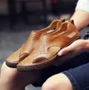 Designer Men's Sandals Casual Genuine Leather Man Summer Shoes Fashion Breathable Male Loafers Soft Driving Shoe Beach Men Flats