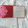 LCV Kart, Boş Die Cut Akşam Parti Davet Kartları ile lüks Rose Glitter Kırmızı Shimmy Lazer Kesim Trifold Cep Düğün Davetler