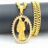 Hip Hop Men's Skull Grim Reaper Pendant Necklace Gold Color Micro Pave Iced Out CZ Ston Star Pendant Halsband Gift