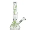 Glow In The Dark Bong in vetro Narghilè Tubo dritto Becher unico Bong 6 bracci Albero Perc Acqua Olio Dab Rigs Medusa Patter Bong con ciotola