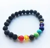 DIEZI Nieuwe Design Mens Armbanden Zwart Lava 7 Chakra Healing Balance Kralen Armband Voor Mannen Dames Rhinestone Reiki Gebeds Stones