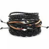 Novos acessórios de moda âncora grânulo pulseiras de couro pulseiras 34 pçs 1 conjunto multicamadas trançado pulseira men5975405