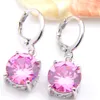 Roman Luckyshine 5 ensembles classique rond rose Kunzite cristal cubique zircone 925 argent pendentifs colliers boucles d'oreilles cadeau ensembles de bijoux de mariage