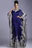 New Chiffon Kaftan Dubai Arabian Evening Dresses Long Sleeves Appliques Lace Fitted Muslim Mother Of The Bride Dresses Plus Size DH4133