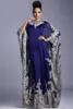 Neue Chiffon Kaftan Dubai Arabische Abendkleider Langarme Applikationen Spitze muslimische Mutter der Braut Kleider Plus Size Dh4133