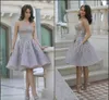 Stunning Sparkling Short Cocktail Dresses Sweetheart Off the Shoulder Knee Length Organza with Beads Top Junior Graduation Gowns