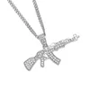 Collier pendentif pistolet à durée limitée hommes alliage pleine chaîne en cristal Bling Hip Hop accessoires en cristal collier masculin médaillon colliers pour femmes