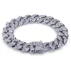 Cobre Micro-inserções Branco Diamante MIAMI CUBAN LINK Pulseiras Dos Homens Hip Hop Bling Congelado Cadeias Para Fora Com Caixa De Jóias