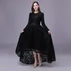 Nouveauté robe de soirée en dentelle élégante robes de bal à manches longues formelle classique col rond style haut-bas