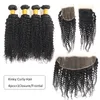 Brasilianska Virgin Hair Rak 4 Bundlar Med Front Body Water Deep Wave Human Virgin Hair med stängning Kinky Curly Human Hair Extensions