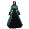 Lolita Victorian Dress Corset Gown Women Halloween Cosplay Vintage Women Gothic Retro Royal Blue Long Sleeve Floor-Length Costume
