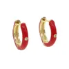 Hoop örhänge med guldpläterad röd emalj med singel CZ Eye Elegance Fashion Women Gift Lover Gift Red Color Earrings298R