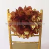 50 PCS Gold Taffeta Chiavri Flower Chair Sash Elastic Chair Band for Wedding Decoration