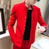 Giacca da abito con colletto cinese con bottoni dorati a 4 colori Giacca da uomo slim fit con motivo giacca da pilota dell'esercito da uomo Blazer bianco blu rosso nero245B