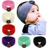 Crochet bébé filles laine bandeau tricot bandeau avec bouton décor hiver nouveau-né infantile oreille plus chaud tête bandeau 14 couleurs KHA658