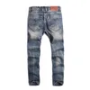 High Street Fashion Mens Jeans Vintage Straight Fit Förstörda Rippade Jeans Homme Hip Hop Punk Pants Klassiska Män