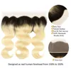 Bundles Ombre Blonde alignés sur les cuticules avec fermeture frontale 1B 613 Bundles de cheveux vierges brésiliens Body Wave avec fermeture frontale 13 * 4 pouces