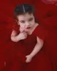 Red Feather Toddler Girls Pageant Dresses Sequined Square Neck Ball Gown Flower Girl Dress Floor Length Tulle Princess Kid Prom Gowns