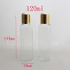 120ml X50 empty transparent cosmetic bottle containers with gold aluminum disc top cap press,aluminum cap lotion bottls 4oz