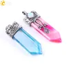 CSJA Big Natural Gem Sword Pendants Pendule Hexagonal Labradorite Rose Quartz Lapis Lazuli Black Obsidian Tiger Eye bijour1942772