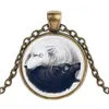 Yin Yang Tai Chi pendentif loup noir et blanc soleil et lune temps collier de pierres précieuses bijoux simples 7440407