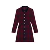 2018 Frankrijk Tweed Plaid Print lange mouwen Turn-down Collar Lady Shirt One Piece Jurken Damesjurk MSO6 Fall Herfst