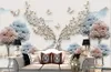 European Embossed swan flowers Wallpaper For Bedroom Walls Living room Wall papers Home Decor 3D