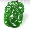 New Natural jade China Green jade pendant Necklace Amulet Lucky Dragon and Phoenix statue Collection Summer ornaments