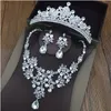 Couronnes de diadèmes en argent pour bijoux de cheveux de mariage, boucles d'oreilles, collier, bon marché, vente en gros, mode filles, robes de soirée, accessoires de bal