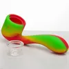 Silicone Tobacco Smoking Cigarette Pipe Water Hookah Bong Portable Shisha Hand Spoon Pipes Tools With Glass Bowl 519