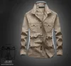 Camicie da uomo stile militare uniforme 3XL 4XL 5XL 6XL Plus Size Big Cotton British manica lunga 2017 Camicie cargo maschili Us Army Green