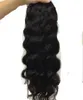 women wavy Ponytail Human Hair Extension Dark Brown Indian Virgin Hair body wave drawstring Human Hair Pony tails 120g ship5196101