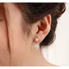 Orecchini in argento sterling 925 con doppia sfera di cristallo per le donne Orecchini gioielli di moda Pendientes Brincos gioielli in argento sterling