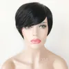 Cabelo humano brasileiro em linha reta pixie corte barato curto perucas de cabelo humano densidade completa frente bob perucas de renda para preto women7679394