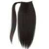 Яки прямой хвостик кулиской Extensions волос Pieces Kinky Straight Long Black хвостик для женщин клип в хвостик Extensions волос 140г
