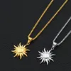 Fashion Hip Hop Jewelry Sun Pendant Necklaces Men Women 18k Gold Plated 70cm Long Chain Stainless Steel Design Necklace for Gifts