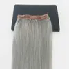 5 Clips One Piece Clip In Human Hair Extensions With Lace Straight Brazilian Virgin Hair Pure Color Silver3702646