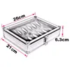 Watch Box Cases 12 Grid Slots Watch Winder Aluminum alloy Inside Container Jewelry Organizer Accessories Display Storage Case1 Box3008