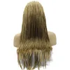Honung Blond Micro Braid Wig Syntetisk spets Front Wig Heat Resistant Fiber Blackbrown Bourgogne flätad låda flätor peruk för svart 9149437