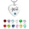 Cremation Urn Jewelry heart Wife Birthstone Memorial Ash Keepsake Necklace