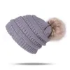 Women Beanies Autumn Winter Knitted Skullies Casual Outdoor Hat Solid Ribbed Beanie with Pom 9 Colors OOA2717